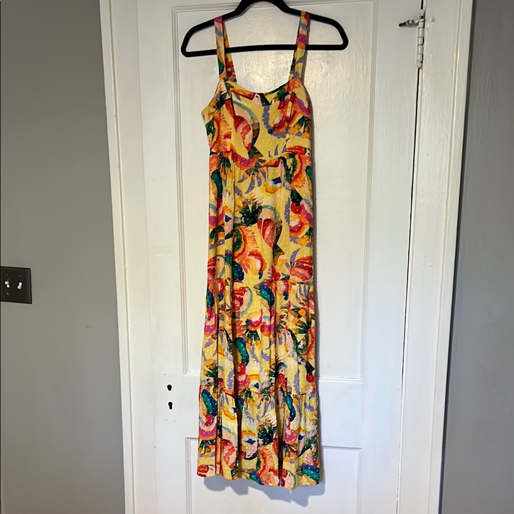 FARM Rio Yellow Tropical Maxi A-Line Dress
